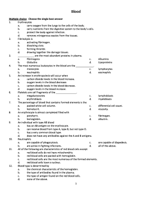 Blood and Cardiovascular Quiz