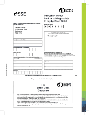 SSE Electric Direct Debit Instruction Form
