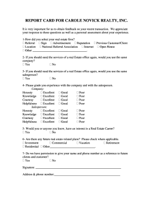 Real Estate Client Feedback Form