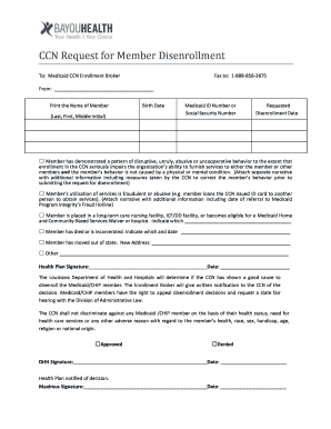 CCN Member Disenrollment Request Form