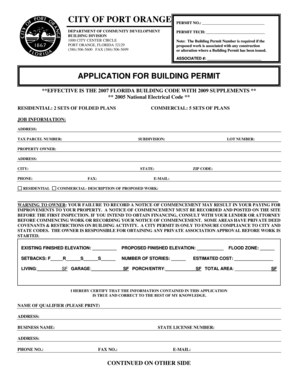 City of Port Orange Building Permit Application
