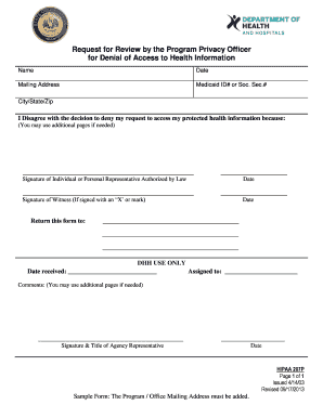 Request for Review by the Program Privacy Officer