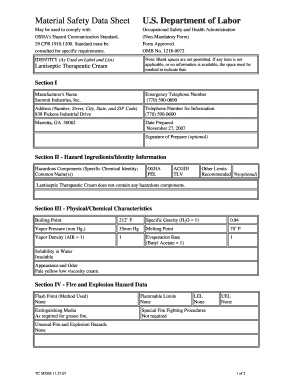 OSHA Material Safety Data Sheet
