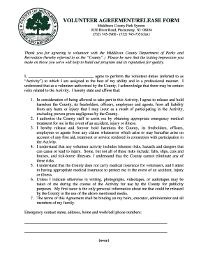 Volunteer Agreement Release Form