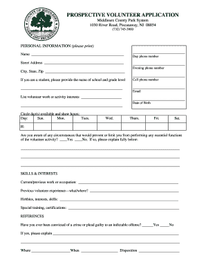 Middlesex County Volunteer Application