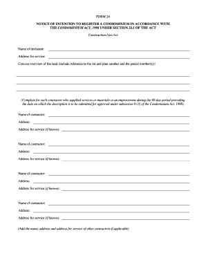 Notice of Intention to Register a Condominium