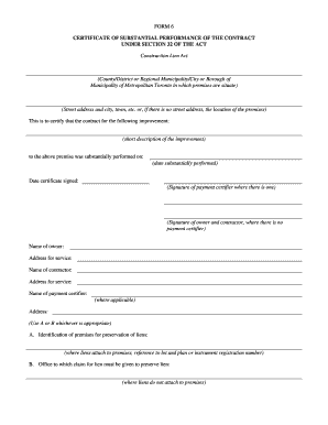 Certificate of Substantial Performance of the Contract