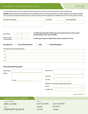 CFO 209 Grant of Representation Declaration