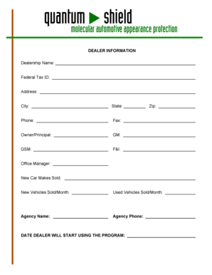 Dealer Information Form
