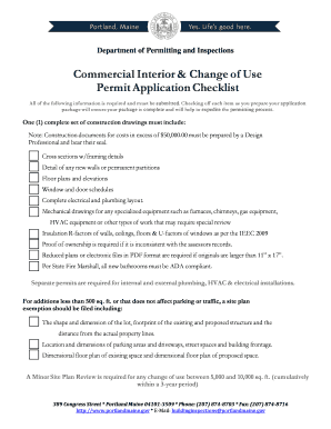 Commercial Interior Change of Use Permit Application Checklist