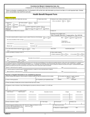 Health Benefit Request Form