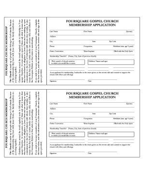 Foursquare Church Membership Application