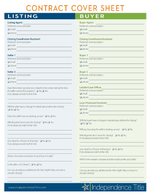 Real Estate Closing Coordination Form