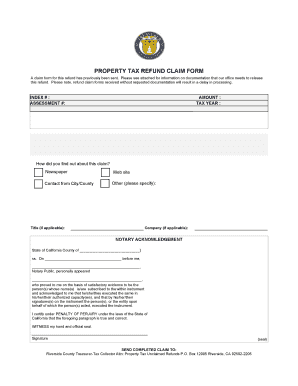 California Property Tax Refund Claim Form