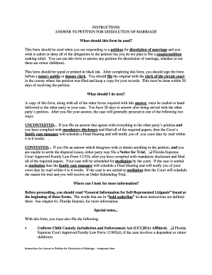 Answer to Petition for Dissolution of Marriage