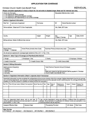 Christian Church Health Care Benefit Trust Application