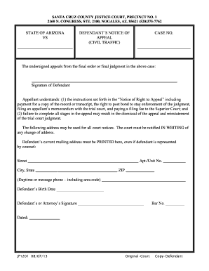 Arizona Civil Traffic Appeal Packet