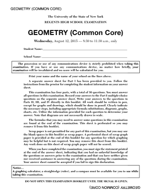 Geometry Common Core Exam