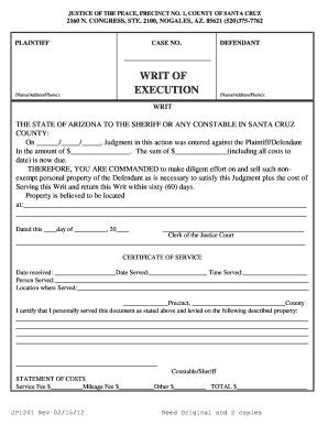 Arizona Writ of Execution