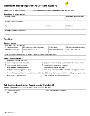 Incident Investigation Four-Part Report