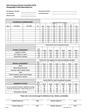 Idaho Housing Demographic Profile Form