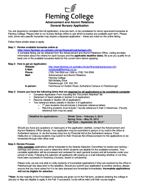 Fleming College General Bursary Application