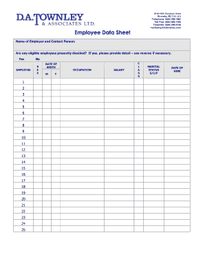 Employee Data Sheet
