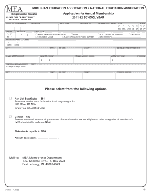 Michigan Education Association Membership Application