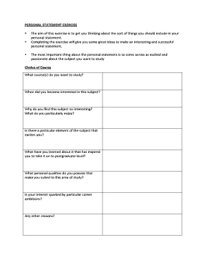 Personal Statement Exercise