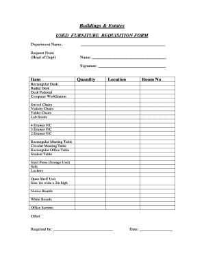 Used Furniture Requisition Form