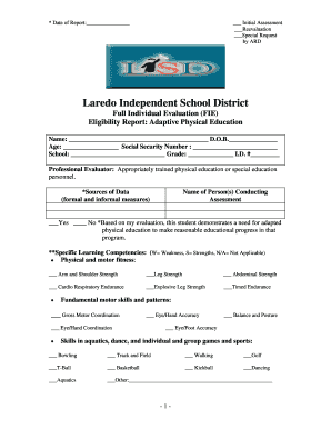 Adaptive Physical Education Eligibility Report
