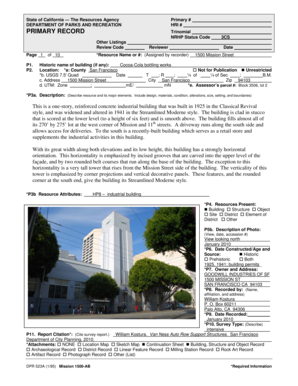California Historic Building Record Form