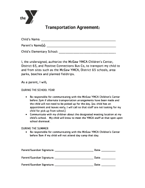 Child Transportation Authorization Agreement