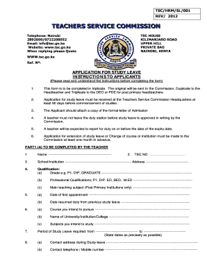 Kenya Teacher Study Leave Application