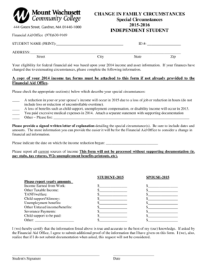 Change in Family Circumstances Form