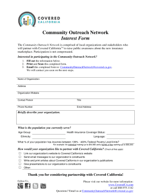 Community Outreach Network Interest Form