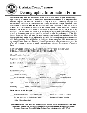Rutherford County Demographic Information Form