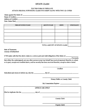 Estate Claim Form