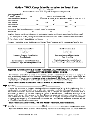 Camp Echo Permission to Treat Form