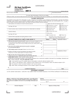 PA Rent Certificate and Rental Occupancy Affidavit