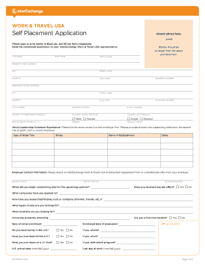 InterExchange Work & Travel USA Self Placement Application