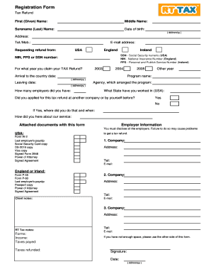 Tax Refund Request Form