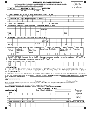 Indian Navy Senior Secondary Recruit Application Form