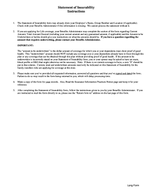 Statement of Insurability Form