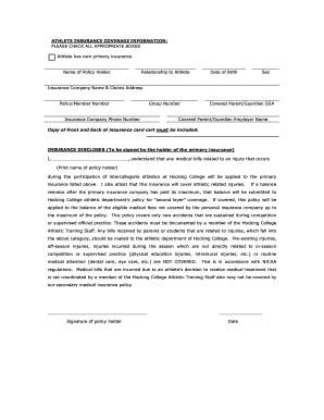 Athlete Insurance Coverage Form
