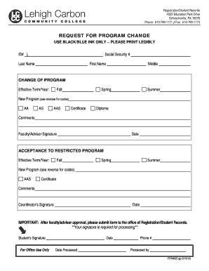 Request for Program Change
