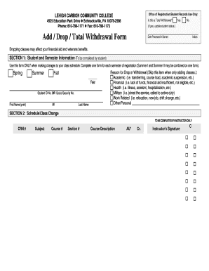 Add Drop Total Withdrawal Form