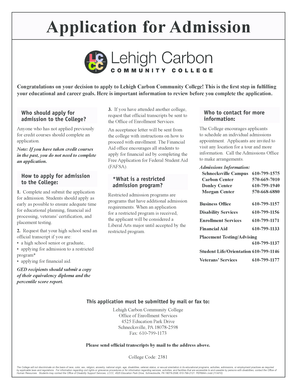 Lehigh Carbon Community College Application for Admission