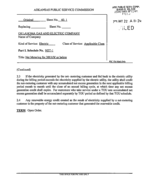 Standard Interconnection Agreement for Net Metering Facilities