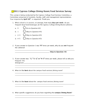 Cypress College Dining Room Survey